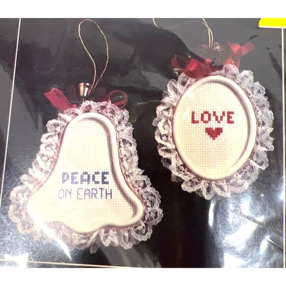 Bucilla Lace Delights Counted Cross-Stitch Ornament Kit Set Of 2 Christmas Heril - Picture 4 of 5